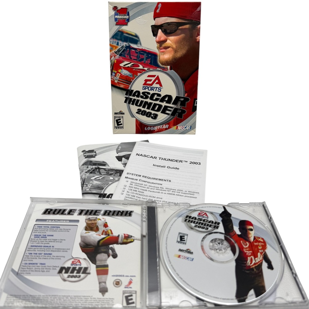 EA Sports NASCAR Thunder 2003 PC-CD Big Box Racing Game Dale Earnhardt Jr Cover
